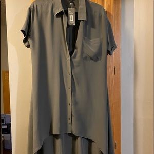 Silk flowy hi-lo layering blouse